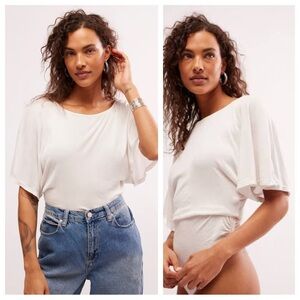 NWT Free People Homebody Tee Bodysuit – Seasalt White – Size Medium